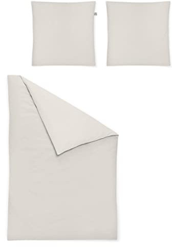 Irisette Edel-Feinbiber Bettwäsche Set Lago 8450 u.Ecru 155 x 220 cm + 1 x Kissenbezug 80 x 80 cm