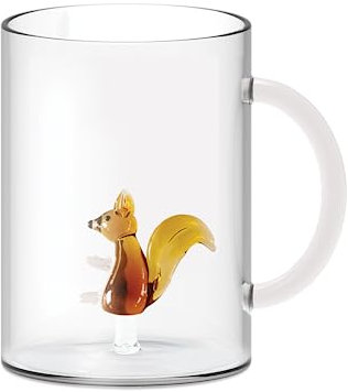 WD Lifestyle Tazza in vetro borosilicato in confezione regalo. Capacità: 420 ml. Figurina: Scoiattolo