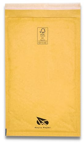 RAYLU PAPER – 10 Stück Gepolsterte Versandtaschen Braun, Luftpolsterumschläge mit selbstklebendem Verschluss, Recycelbare Versandtaschen Luftpolster für Dokumente & Warensendungen (120 x 210 mm)