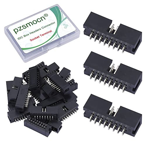 Pzsmocn 20 Stück IDC 2 * 8 Zweireihig 2,54 mm Rastermaß JTAG ISP 16-poliger Gerader Stifteinsatz Box Steckverbinder Adapterkabel Männliche Buchsenklemmen für PCB-Elektronikgeräteprojekte.