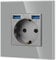 JIMEIDA Einzelsteckdose mit USB in Grau, 16Amp Glas Schuko Steckdosen mit Schnelles Laden USB Anschluss Max.2.1A, Unterputz Schutzkontakt Wandsteckdose-86mm, 250V, 1 Fach