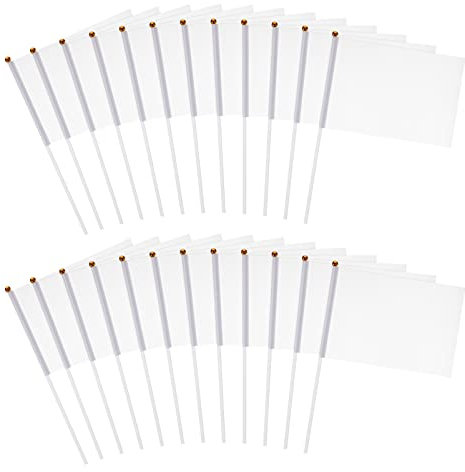 Toyvian 24Pcs Mini Drapeaux Blancs Petit Petits Drapeaux Vierges Drapeaux de Poche Bâtons Mini Drapeaux Personnalisés Drapeaux Blancs Drapeaux Blancs