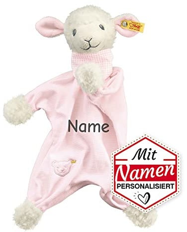 Steiff Träum Süß Lamm Schmusetuch mit Namen, Mädchen, Kuscheltuch, Rosa