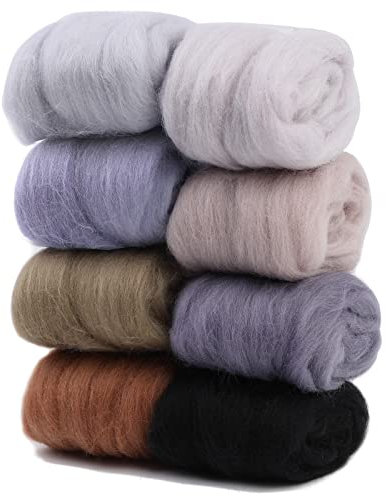 WONVOC Nadelfilzwolle, 80 g, Wollgarn, 8 Farben, Filzwolle, Nachthimmel, Unisex, Hochwertige Wolle, Weiche Textur, Traditionell, Faltbar: Nein