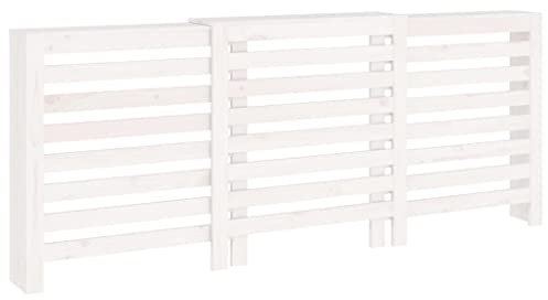 vidaXL Heizkörperverkleidung Lamellen-Design Heizungsabdeckung Heizungsverkleidung Heizung Abdeckung Heizkörper Weiß 210x21x85cm Massivholz Kiefer