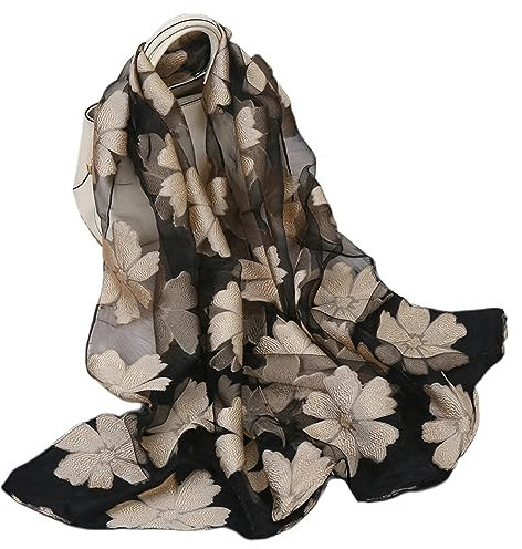 MAIRY Halstücher für Damen Chiffon Schal Seide Halstuch Silk Scarf Hochzeit Stola Festlich Schleier für Abendkleid DE180171