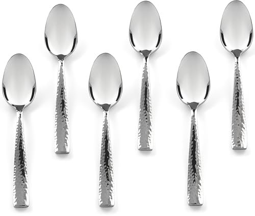 Hudson Essentials Lot de 6 petites cuillères à expresso martelées Demitasse de 11,7 cm, petites cuillères à café en acier inoxydable 18/10 pour dessert, café, thé