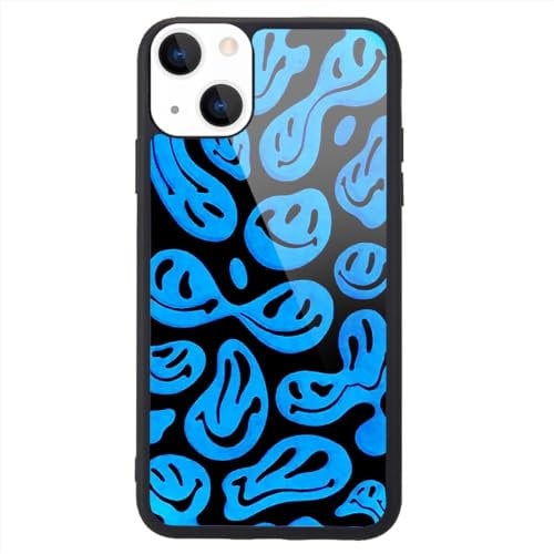 MAYCARI Blue Funny Face Printed Phone Case for iPhone 15 Pro Max, Hard Back Case with Soft TPU Bumper for Girls Boys Children Women Men Protective Phone Case for iPhone 15 Pro Max