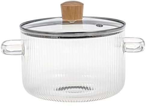 Olla De Cocción De Vidrio Con Tapa De Cañón a Fuego Lento 1.6l Borosilicato Resistente a La Olla De Vidrio Con Manijas, Olas De Cocción De Vidrio De Vidrio a Fuego Lento Para Sopa, Leche