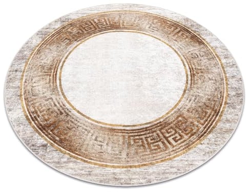 rugsx MIRO 51236.807 Waschteppich Anti-Rutsch beige/Gold Rund 80 cm