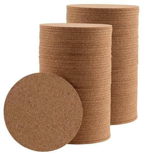 MUNGHOK 50 Stück 10 cm Runde Kork Untersetzer, Glas Korkuntersetzer Rund 3 mm Dick, Saugfähige Untersetzer Gläse Korkuntersetzer Glasuntersetzer für Haus, Büro, Bar, Restaurant
