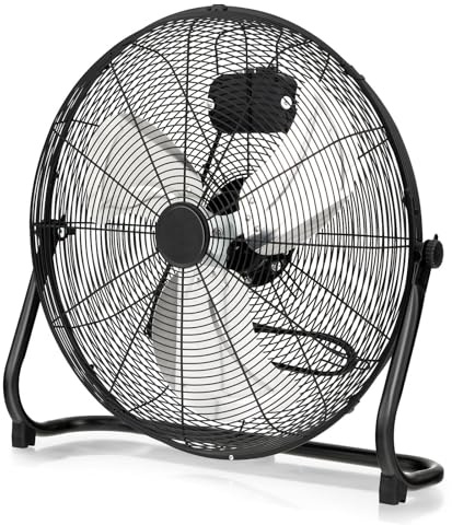 SOARS Ventilatori da Pavimento 62 X 20 X 59 CM, 3 Velocità di Vento Regolabili, Ventilatore Industriale in Metallo, Angolo di Inclinazione 145°, per Magazzino, Officina, Cantina, Ufficio (Nero)