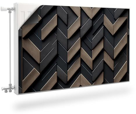 Muralo Heizkörperverkleidung, magnetische Heizkörperabdeckung für Plattenheizkörper aus Stahl oder Blech - Geruchlos und sicher für Gesundheit - Holz-Mosaik Br. 90cm x Hö.60cm