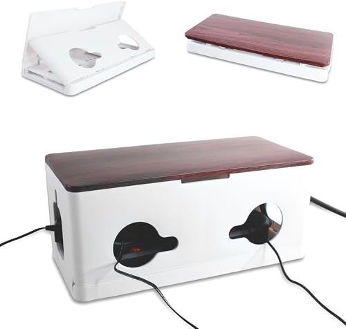 FISHTEC - Boîte de Rangement Multiprise Cache et Câbles Coffre à Accès Facile Organisateur Prises pour Multiprises 5 6 Fiches Aération