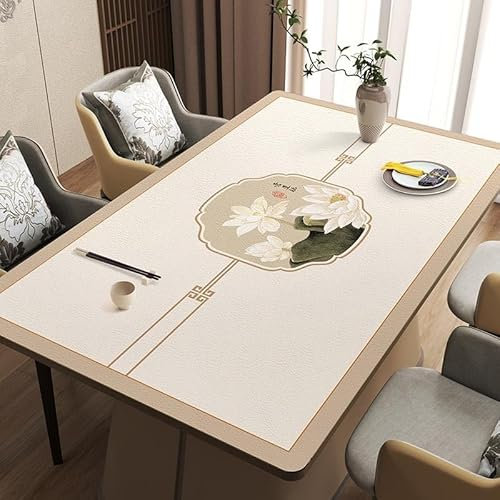 GYYFQH Nappe en PU Tapis de Table Film de Table de Bureau ménage Cuisine Fournitures de Bureau Nouveau Chemin de Table en Cuir Chinois Nappe Non Lavable(A1,80×120cm)