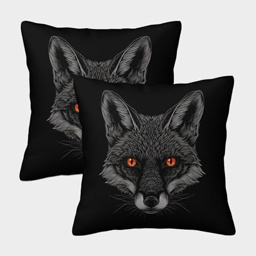 VesFy Kunst Fuchs Kissenbezug 2 Stück Set Dekokissen Kissenhülle Kissen Deko Couchkissen Bezug Tier Weiche Quadratische Kissenbezüge Für Sofa Couch Schlafzimmer 50x50cm