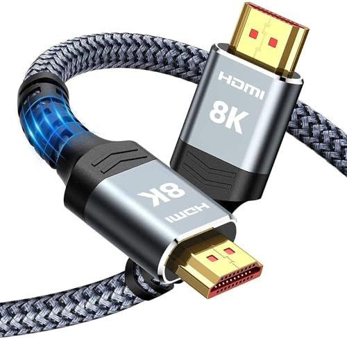 Snowkids 8K HDMI Cable 1.5m, HDMI 2.1 Cable, 8K@60Hz HDMI, 4K@120Hz, eARC HDR10 4:4:4| 21:9, HDCP 2.2/2.3, 3D, VRR, Ethernet, Compatible with Latest game console/HDTV/Blu-ray