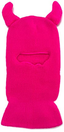 HUIFACAI Passamontagna lavorato a maglia con corno di diavolo passamontagna Halloween passamontagna cappello con cappuccio sciarpa invernale cappelli lavorati a maglia sciarpa unisex, Rosa R, Suitable