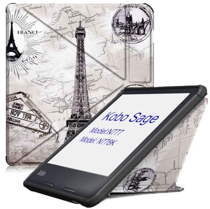Étui pour Kobo Sage Modèle : N777/N778K (version 2021) 8 E-Reader TPU Transformers Housse pour Kobo Sage Ultra Slim Folio Stand Étui en cuir PU léger avec mise en veille/réveil automatique (FGTT)