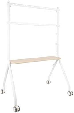 TOOQ FS20207M-W - ilove Soporte de Suelo con Ruedas para Pantalla 49-80, Color Blanco y Haya