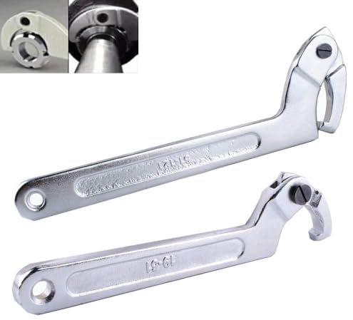 Poweka Chiave, Chiave a C Regolabile a Gancio, 3/4-2 (19-51Mm),Set di Chiavi 2-4 3/4 (51-121Mm) per il Serraggio di Collari, Controdadi e Dadi Laterali su Cuscinetti