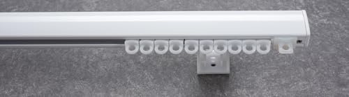 Binario per tende arricciate-Installazione: soffitto/parete-Movimento: manuale (senza corda)-Dimensioni: h.2,6 cm-l.1,7 cm-Colori: Bianco, Argento, Nero, Tortora (BIANCO, CM 200)