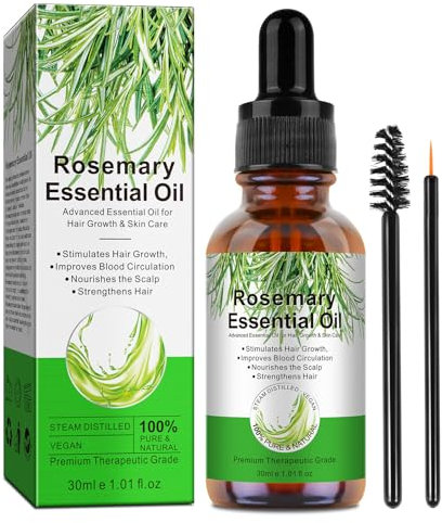 60ml Rosmarinöl für Haare und Kopfhaut, Rosemary Oil for Hair, Stimuliert Haarwachstum und Haaröl gegen Haarausfall, 100% Naturreines Rosmarin Öl für Hautpflege, Aromatherapie