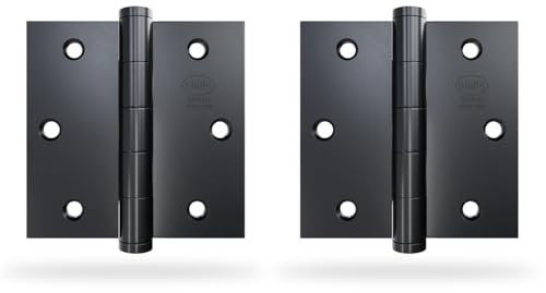 Amig - Pack von 2 festen Scharnieren | 3'' x 3'' (76 x 76 x 2 mm) | Edelstahl 18/8 | Schwarz | Mit flachem Abschluss | Mit quadratischer Ecke