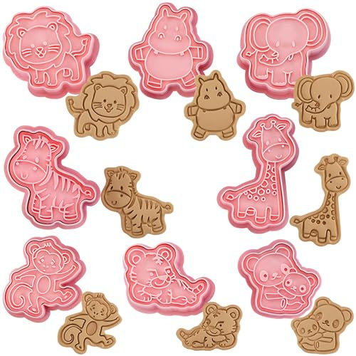 YeahBoom 8 Stück Tier Ausstechformen Set,Keks Ausstecher Stempel,3D Cartoon Ausstechform,Cookie Cutter kinder,Ausstechformen Kinder,Ausstecher für Kinder DIY Cookie Fondant Schokoladen Plätzchen