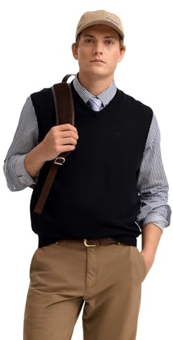 bugatti Herren Pullunder 7800-85520D | Regular Fit Baumwolle-Kaschmir-Mix V-Ausschnitt zeitlos elegant Basic Layer-Look