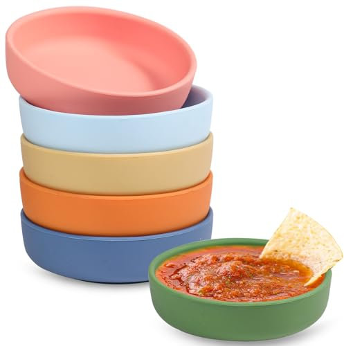 webake Dipping Bowls for Sauces Silicone, 3oz Dip Bowls Set of 6, Multicolor Side Dishes Small Bowl Soy Sauce Dish for Sushi, Sauce, Snack, Dessert and Soy