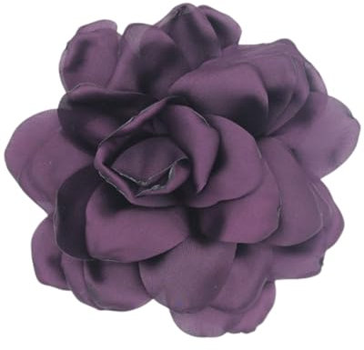 LOZTBUE 1 pièce de broche de fleurs de roses, grande broche de mousseline, pince à cheveux, classique, élégante, faite à la main, de fleurs, appropriée pour le mariage, la fête (Violet)