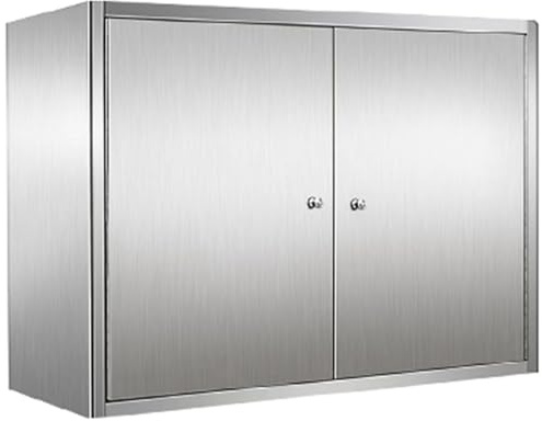 WIGING Edelstahl Küche Wandschrank, Wandmontage Doppeltür Ablageregal Mit Verstellbaren Einlegeböden Für Badezimmer Wohnzimmer Garage Büro(80x30x50cm)