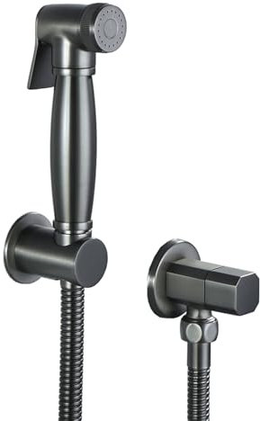 TYMYW Kit de Pulverizador de Bidé con Manguera de Ducha de 1.5M Bidet de Mano Pulverizador en La Pared, Gris Cepillado