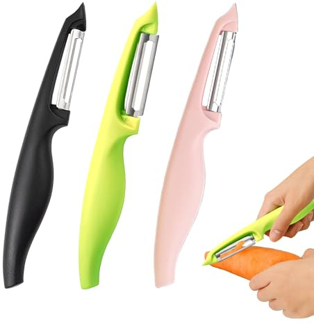 3 Stück Schäler Küche Edelstahl Sparschäler Ergonomischer Grif Bequemer Griff Spargelschäler Universal Kartoffelschäler Schäler Linkshänder und Rechtshänder Geeignet Gemüseschäler