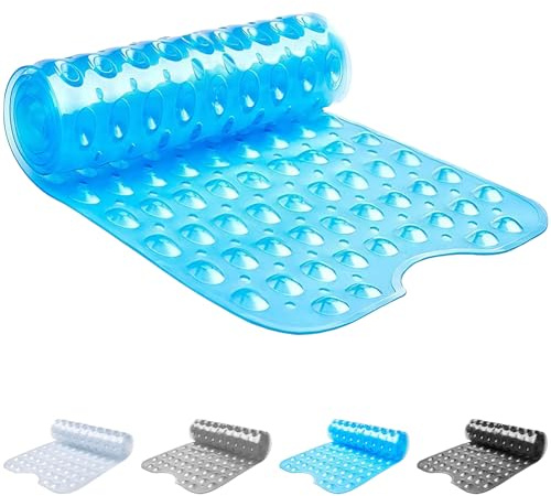 ADOV Bath Mat Non Slip, 70x38 cm Extra Long Shower Mat Anti Mould, Bathroom Bathtub Mats for Tub, Strong Suction Cups and Drain Holes, Mildew Resistant Machine Washable Bathroom Kids Mat