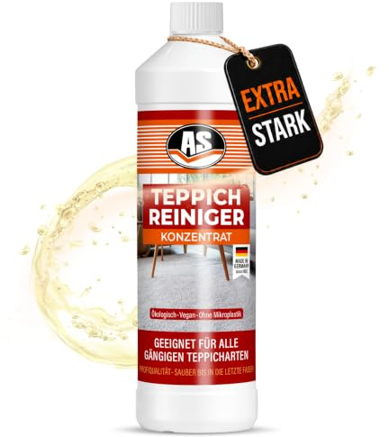 AS Polsterreiniger & Teppichreiniger - Reinigungsmittel für Nasssauger & Waschsauger - Polsterreiniger Konzentrat für Teppichreiniger Gerät - starker Reiniger als Konzentrat - 1 Liter