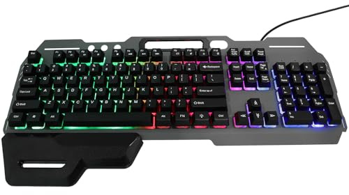 OUNONA Clavier USB Filaire à 104 Touches avec Rétroéclairage LED, Clavier Électronique Pleine Taille Ergonomique, Accessoire Informatique pour Bureau et Gaming