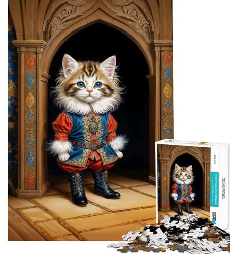 Puzzle per adulti da 1000 pezzi con il gatto con gli stivali e la canottiera Gioco educativo e stimolante divertente e spiritoso ideale come regalo di compleanno (dimensioni 38x52cm)