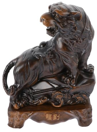 SILENRADAWN Retro Tiger Dekofigur aus Kunstharz Stabile Schreibtisch Dekoration im Vintage Stil Dekorativ als Geschenk für Wohnzimmer oder Büro