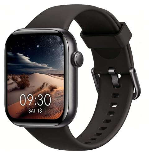 Smartwatch Damen Herren, 1,85 HD Touch Fitnessuhr mit Telefonfunktion, 140+Sportmodi Smart Watch Fitness Tracker mit Pulsmesser Schlafmonitor Schrittzähler, IP68 Wasserdicht Sportuhr für iOS Black