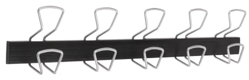Alba Modern Wall/Door Mounted Coat Hanger with 5 Double Silver Wire Hooks, 30-Inch, Black