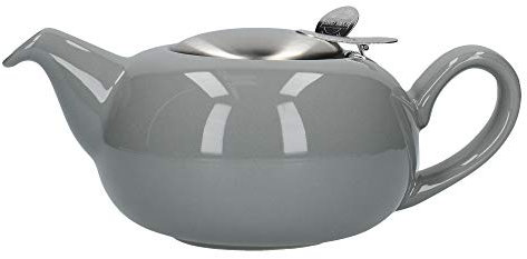 London Pottery Pebble Small Teapot with Infuser for Loose Tea, Stoneware, Gloss Light Grey, 2 Cup (500 ml)