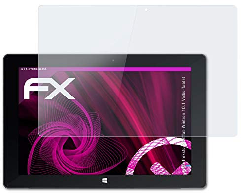 atFoliX Glasfolie kompatibel mit Trekstor SurfTab Wintron 10.1 Volks-Tablet Panzerfolie, 9H Hybrid-Glass FX Schutzpanzer Folie