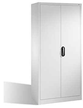 CP Werkzeugschrank mit Flügeltüren, 4 verzinkte Böden, Höhe 1950 mm, Breite 930 mm, Tiefe 400 mm, lichtgrau (RAL 7035), abschließbar, einsetzbar als Materialschrank, Lagerschrank, Werkstattschrank