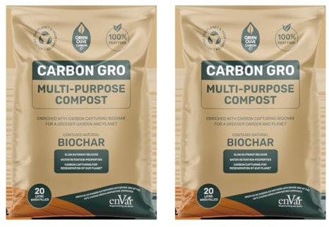 Green Olive Firewood - Carbon Gro Multi-purpose Compost with added Biochar - Mositure Retaining - Natural slow release - Carbon capturing biochar - 2x20L Bag (40L)