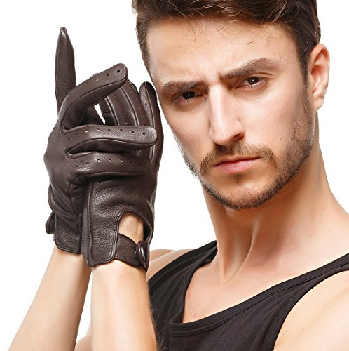 Nappaglo Herren Hirschleder Touchscreen Handschuhe Lederhandschuhe für fahren Motorrad Radfahren Ungefüttert Handschuhe