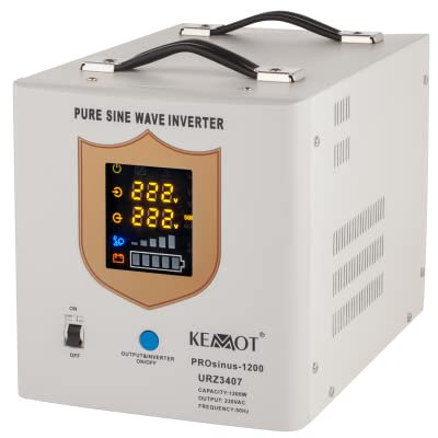 Notstromversorgung KEMOT PROsinus-1200 URZ3407 Wechselrichter Reiner Sinus Ladefunktion 12V 230V 2000VA/1200W, weiß