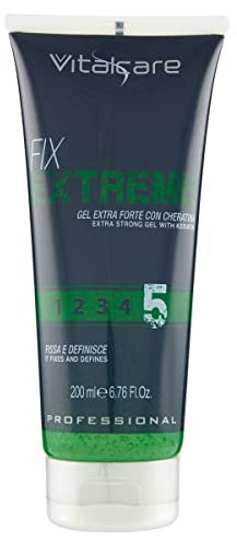 Vitalcare | Fix Extreme - Gel extra fort, gel avec fixation forte, fixe et définit les cheveux, gel homme avec kératine, ne laisse pas de résidus, 200 ml