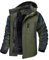 MAGCOMSEN Snowboardjacke Herren Winter Fleecejacke Wasserdicht Atmungsaktiv Outdoorjacke Skijacke Herren Winddicht Übergangsjacke mit Abnehmbarer Kapuze Armeegrün 2XL